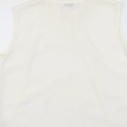Paraphrase Womens White Polyester Basic Blouse Size M Round Neck