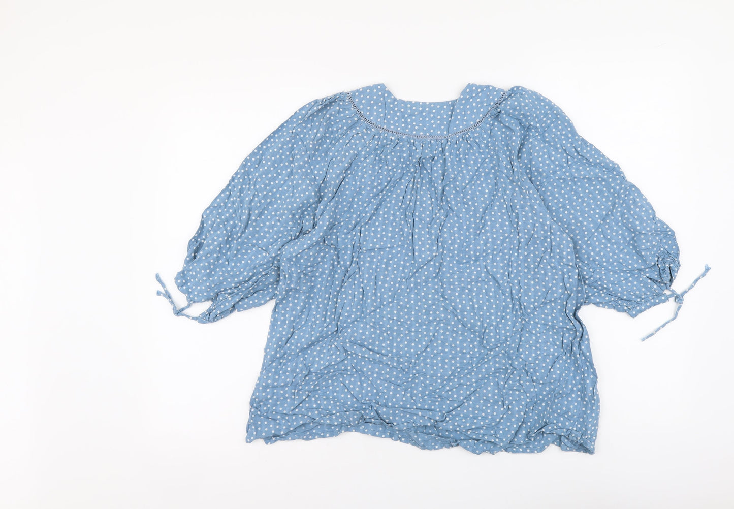 NEXT Womens Blue Polka Dot Viscose Basic Blouse Size 8 V-Neck