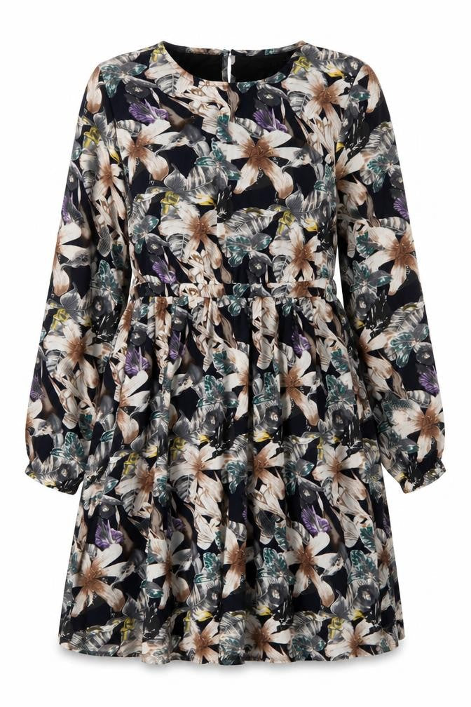 Mela London Womens Multicoloured Floral Polyester A-Line Size 16 Round Neck Pullover