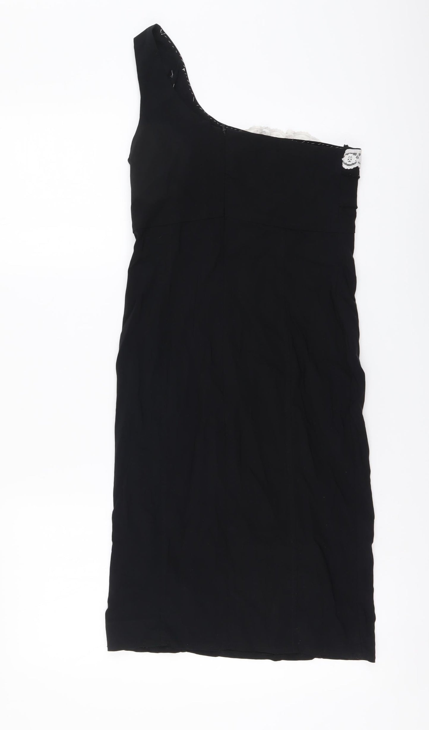 West One Womens Black Viscose Bodycon Size 10 One Shoulder Pullover - Lace Detail