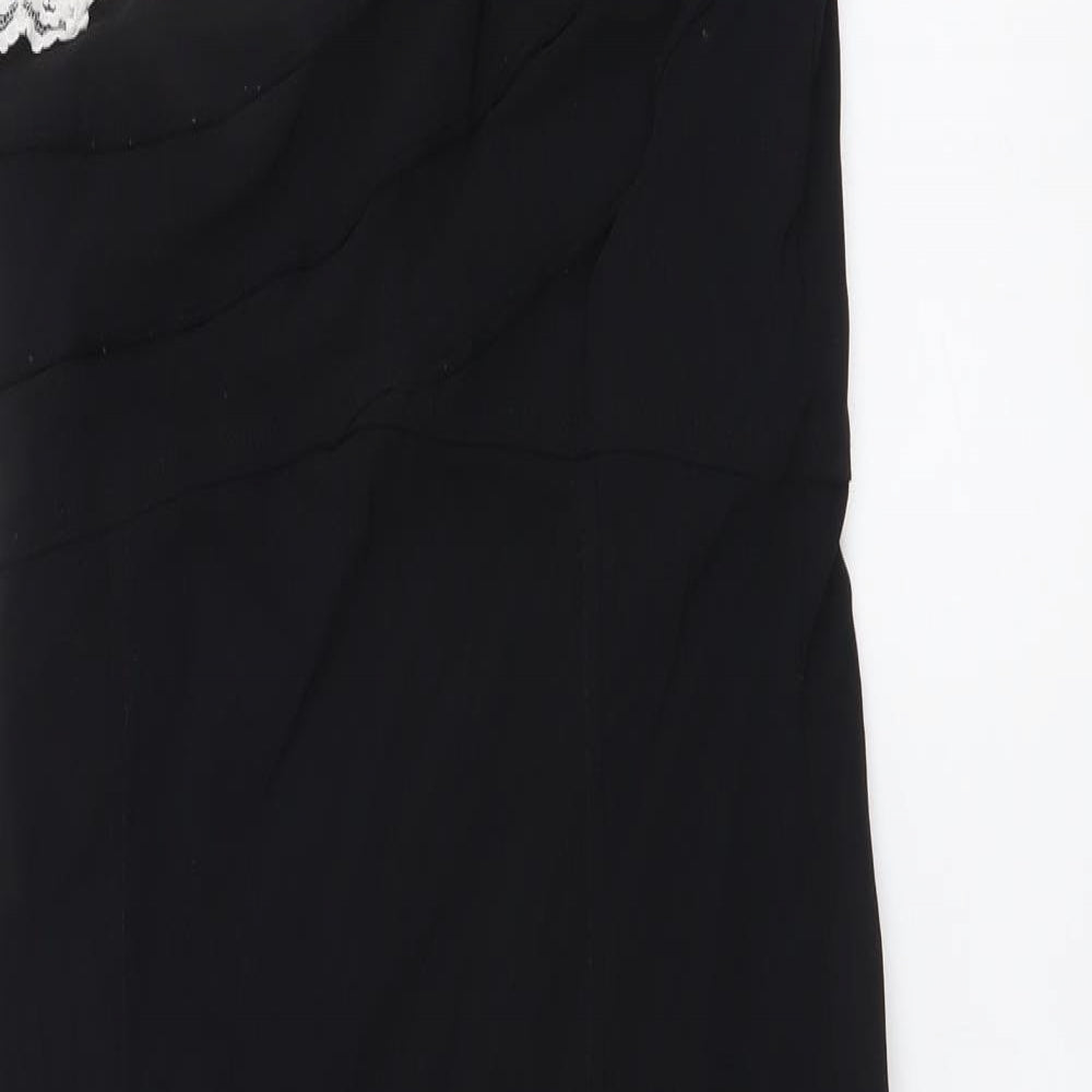 West One Womens Black Viscose Bodycon Size 10 One Shoulder Pullover - Lace Detail