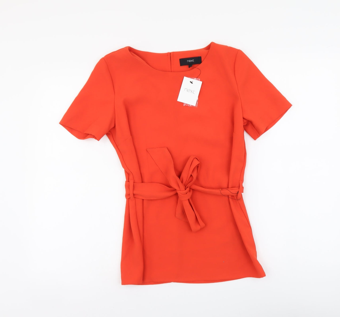 NEXT Womens Orange Polyester Basic Blouse Size 6 Round Neck