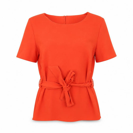 NEXT Womens Orange Polyester Basic Blouse Size 6 Round Neck