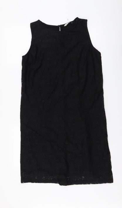 Tu Womens Black Polyester A-Line Size 14 Round Neck Pullover