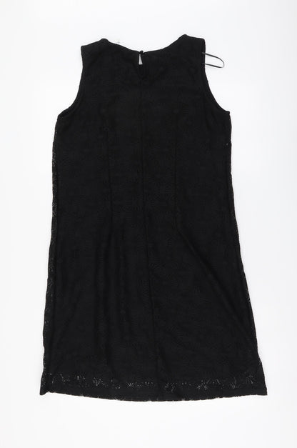 Tu Womens Black Polyester A-Line Size 14 Round Neck Pullover