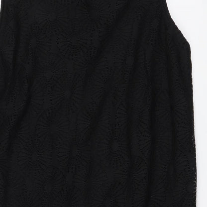 Tu Womens Black Polyester A-Line Size 14 Round Neck Pullover