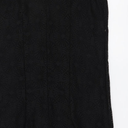 Tu Womens Black Polyester A-Line Size 14 Round Neck Pullover