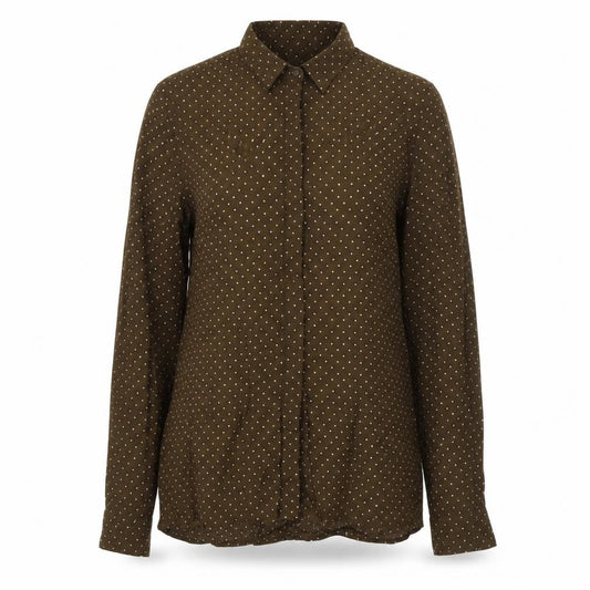 New Look Womens Brown Polka Dot Polyester Basic Button-Up Size 10 Collared