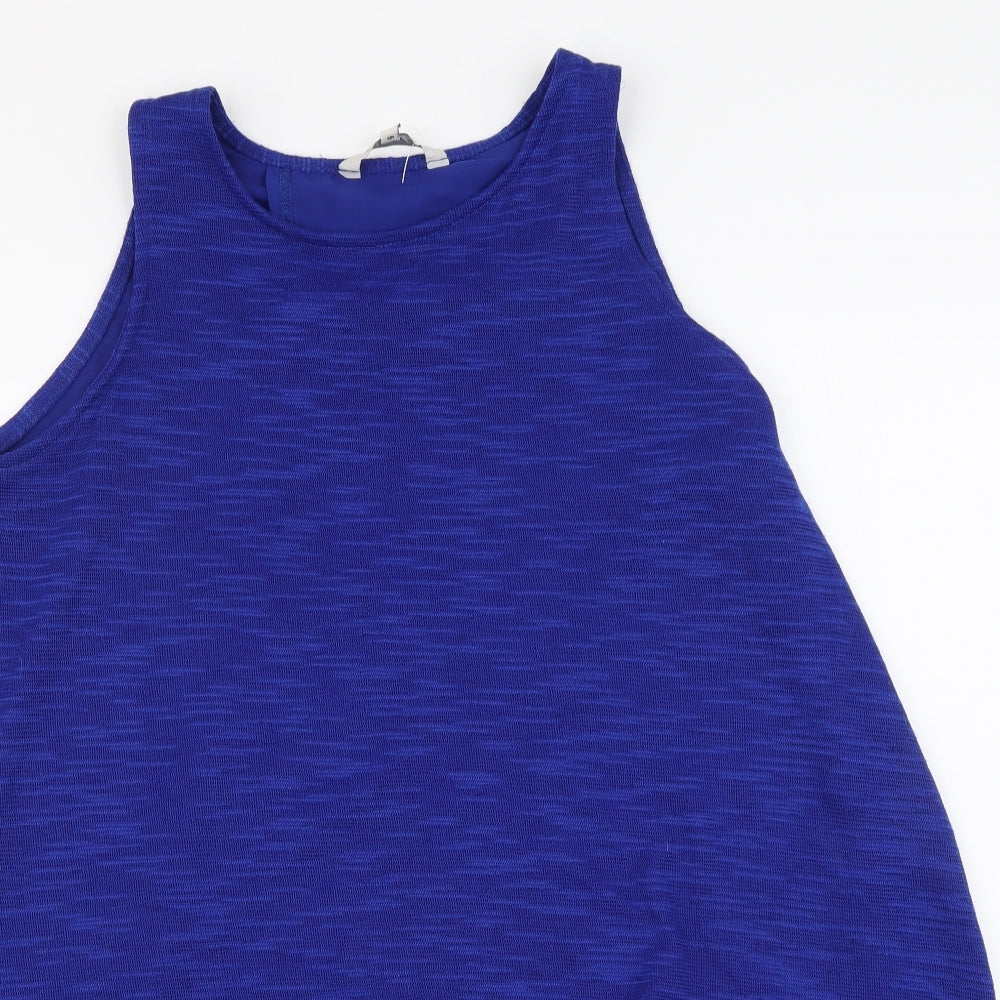 Peacocks Womens Blue Polyester Basic Blouse Size 14 Round Neck