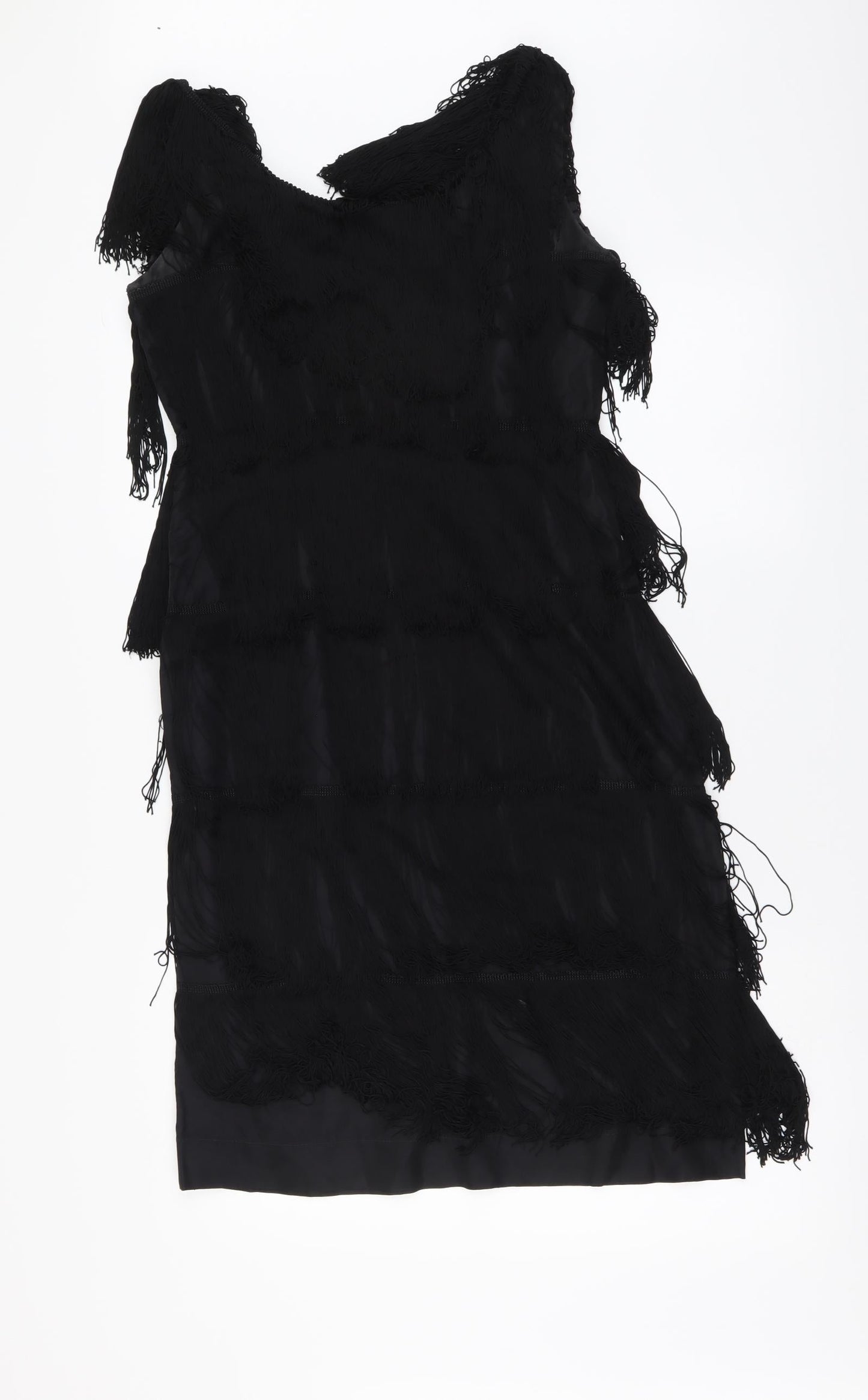 Fenrick Womens Black Polyester A-Line Size L Round Neck Zip
