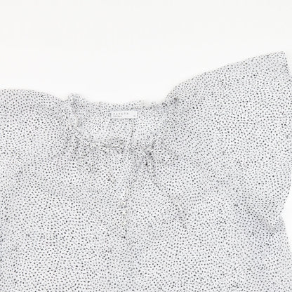 Papaya Womens White Geometric Polyester Basic Blouse Size 18 Round Neck