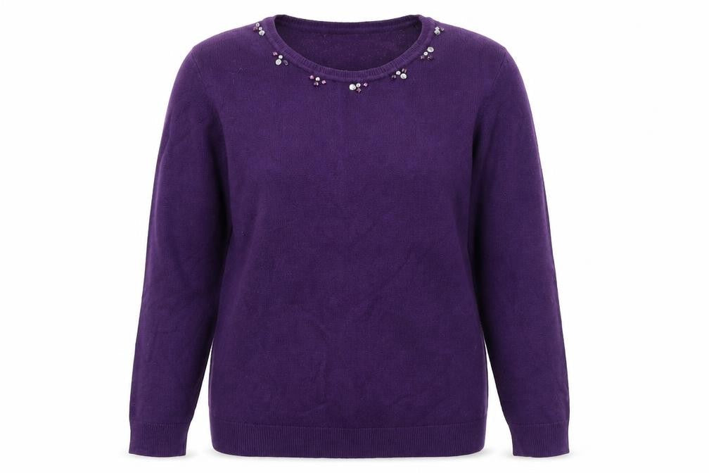 Simon Jeffrey Womens Purple Round Neck Acrylic Pullover Jumper Size L