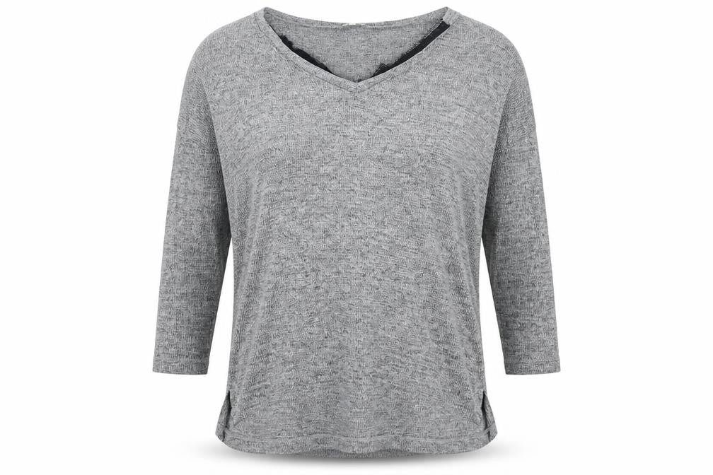 River Island Womens Grey Polyester Basic T-Shirt Size 12 Boat Neck