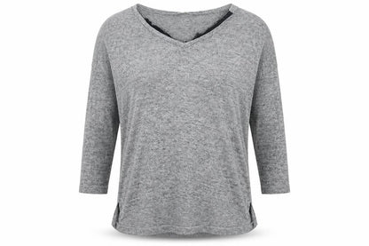 River Island Womens Grey Polyester Basic T-Shirt Size 12 Boat Neck