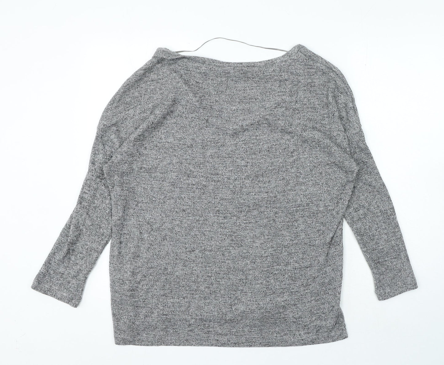 River Island Womens Grey Polyester Basic T-Shirt Size 12 Boat Neck