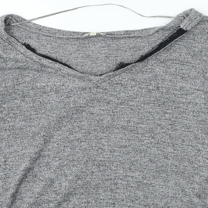 River Island Womens Grey Polyester Basic T-Shirt Size 12 Boat Neck