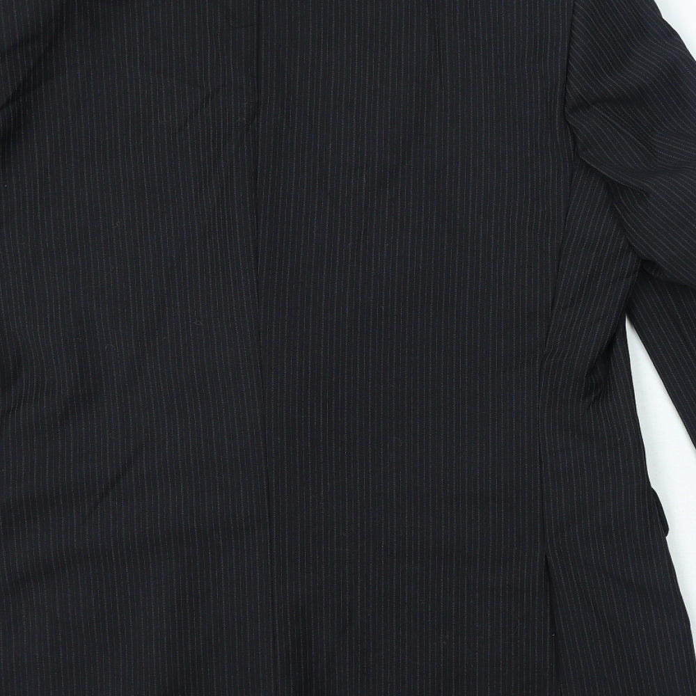 KJ Mens Black Striped Polyacrylate Fibre Jacket Suit Jacket Size 42