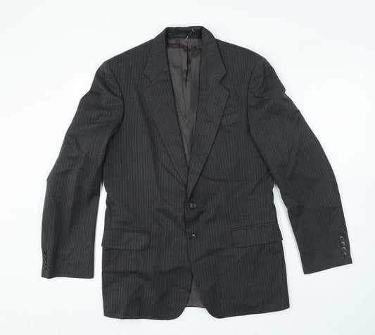 St Micheal Mens Grey Striped Wool Jacket Suit Jacket Size 36