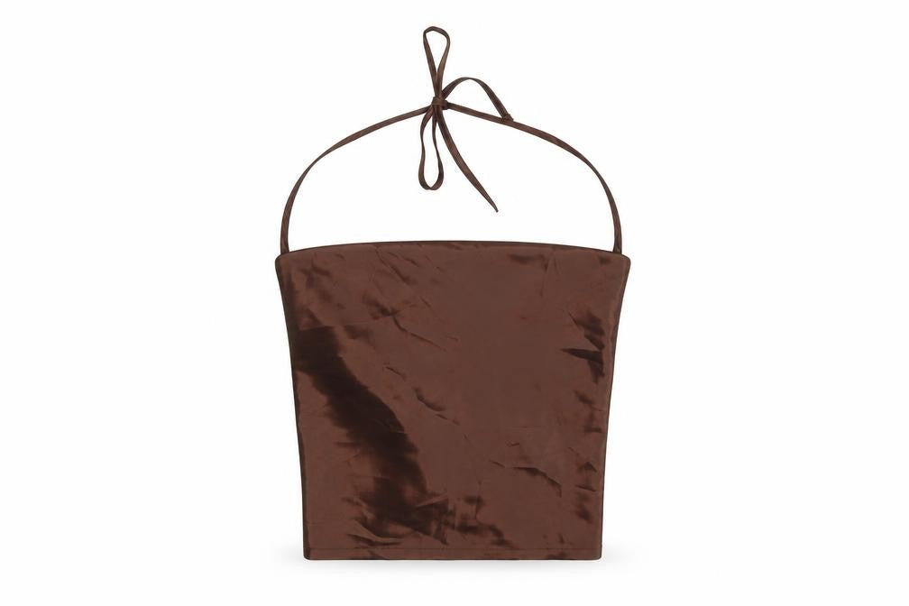 H&M Womens Brown Polyester Cropped Tank Size XS Square Neck - Open Back