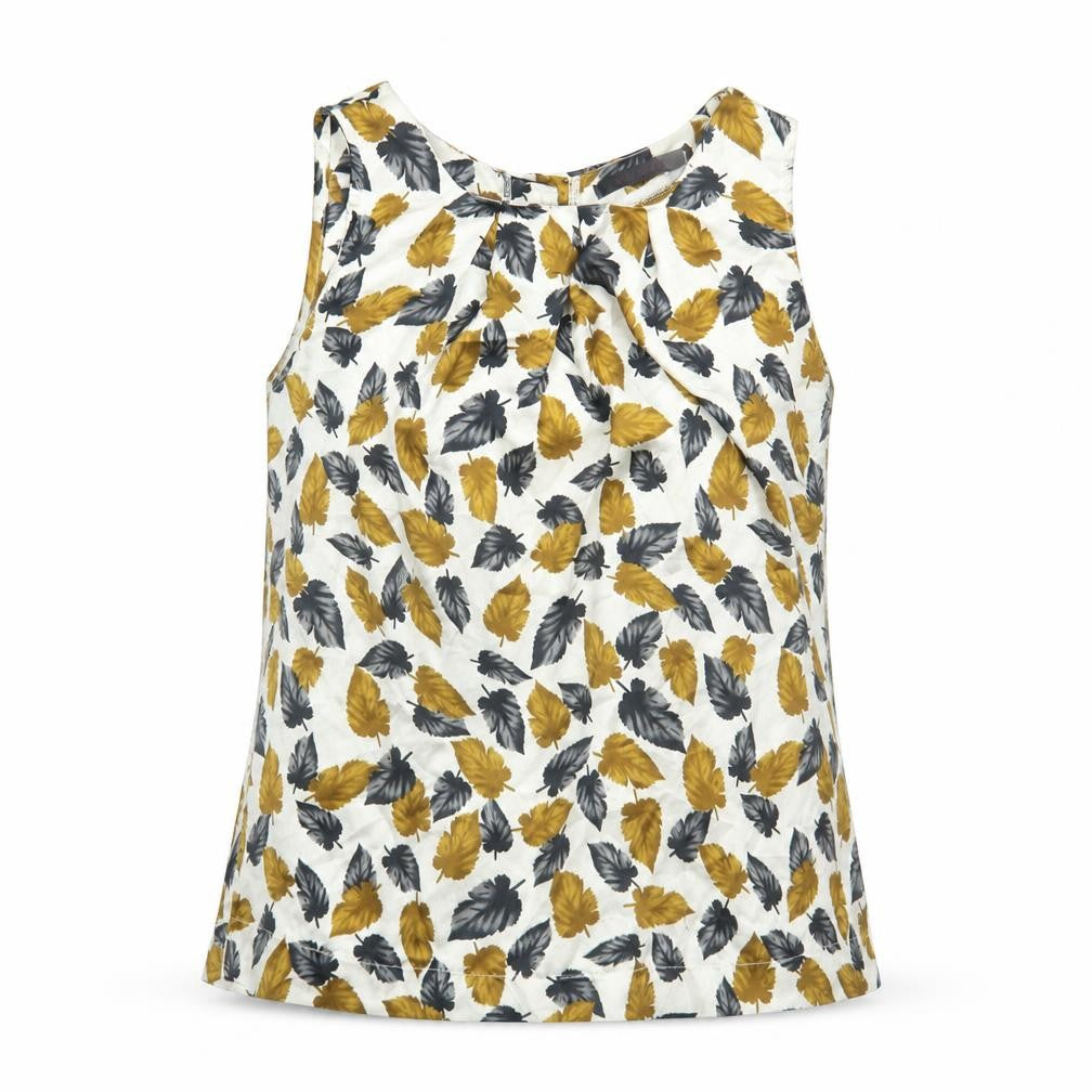 Tenki Womens White Floral Polyester Basic Tank Size S Round Neck - Leaf Pattern
