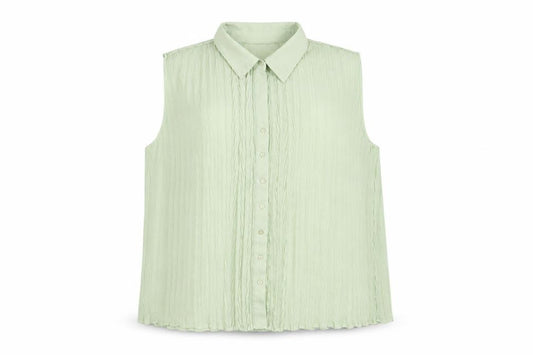 Bonmarché Womens Green Polyester Basic Button-Up Size L Collared - Textured