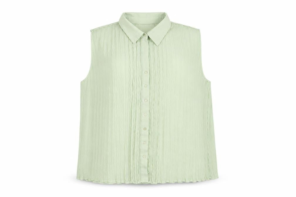 Bonmarché Womens Green Polyester Basic Button-Up Size L Collared - Textured
