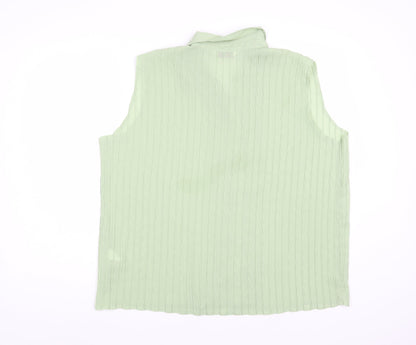 Bonmarché Womens Green Polyester Basic Button-Up Size L Collared - Textured