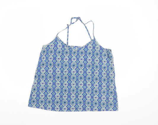 Hollister Womens Blue Geometric Polyester Camisole Blouse Size M V-Neck