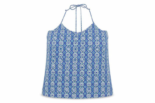 Hollister Womens Blue Geometric Polyester Camisole Blouse Size M V-Neck