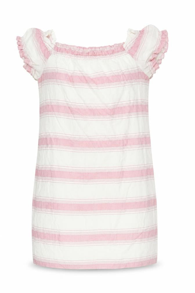 VERO MODA Womens Pink Striped Cotton Shift Size M Off the Shoulder Pullover