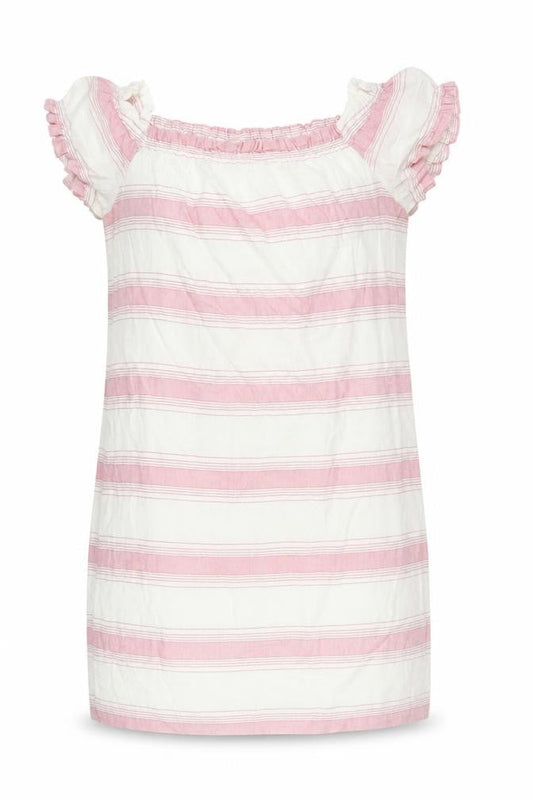 VERO MODA Womens Pink Striped Cotton Shift Size M Off the Shoulder Pullover