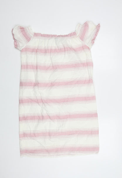 Vero Moda Womens Pink Striped Cotton Shift Size M Off the Shoulder Pullover
