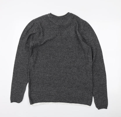 George Mens Grey Round Neck Acrylic Pullover Jumper Size M