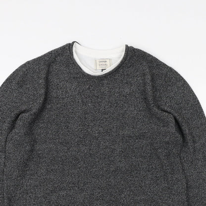 George Mens Grey Round Neck Acrylic Pullover Jumper Size M
