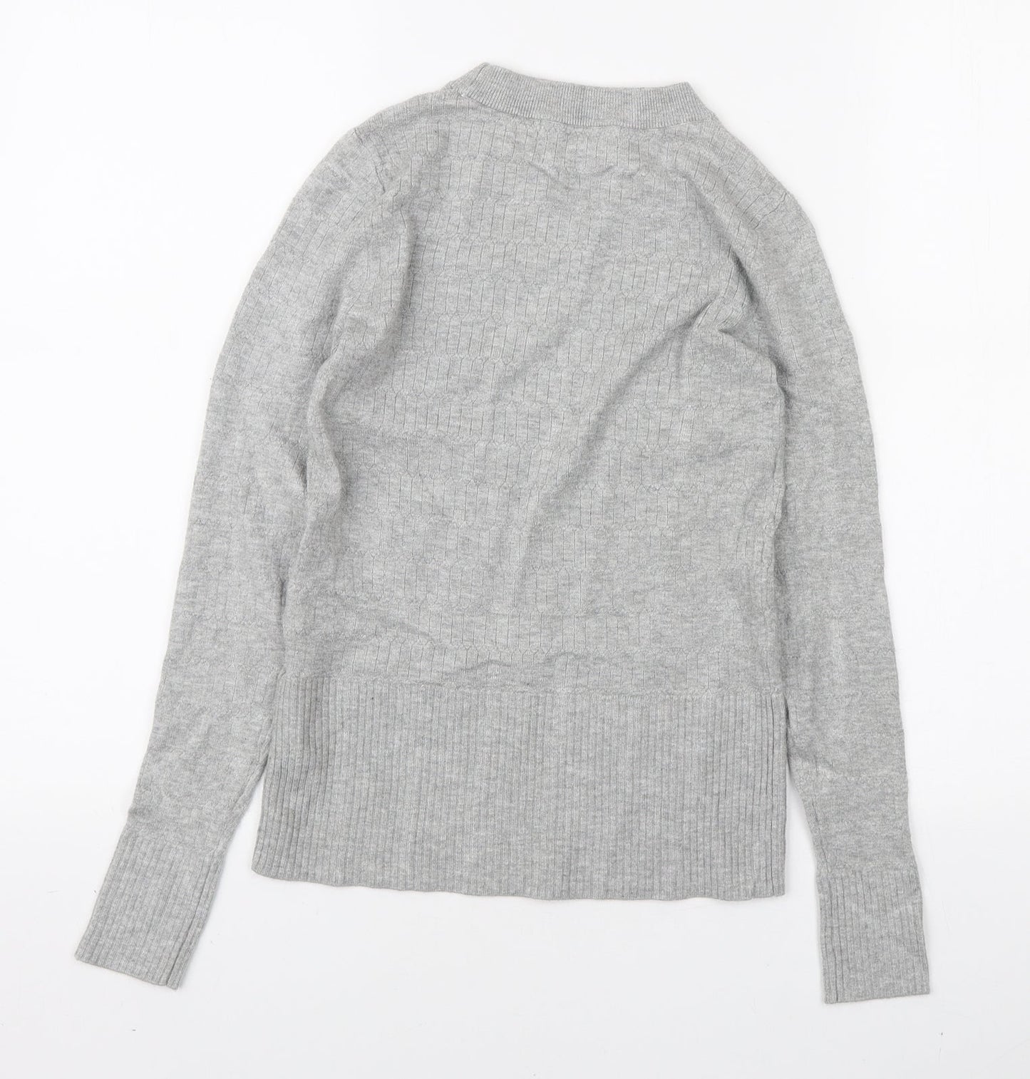 Marks and Spencer Womens Grey Mock Neck Viscose Pullover Jumper Size 6