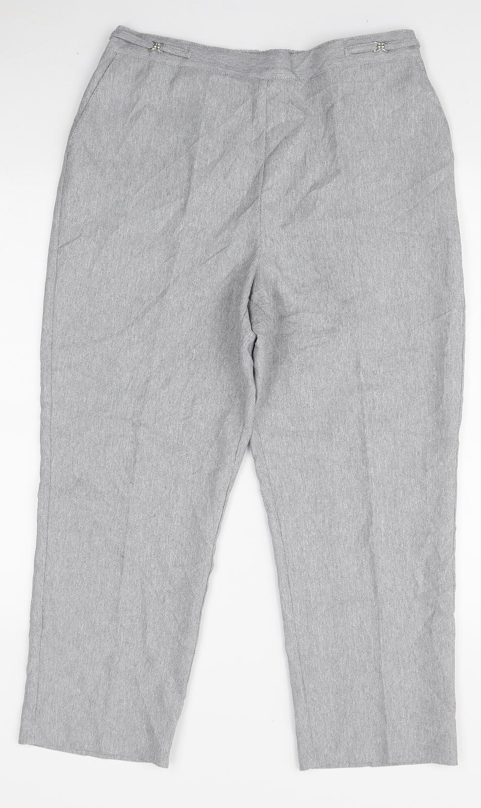 BHS Womens Grey Polyester Trousers Size 14 L22 in Regular