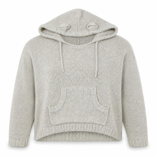 New Look Womens Ivory Acrylic Pullover Hoodie Size L Drawstring