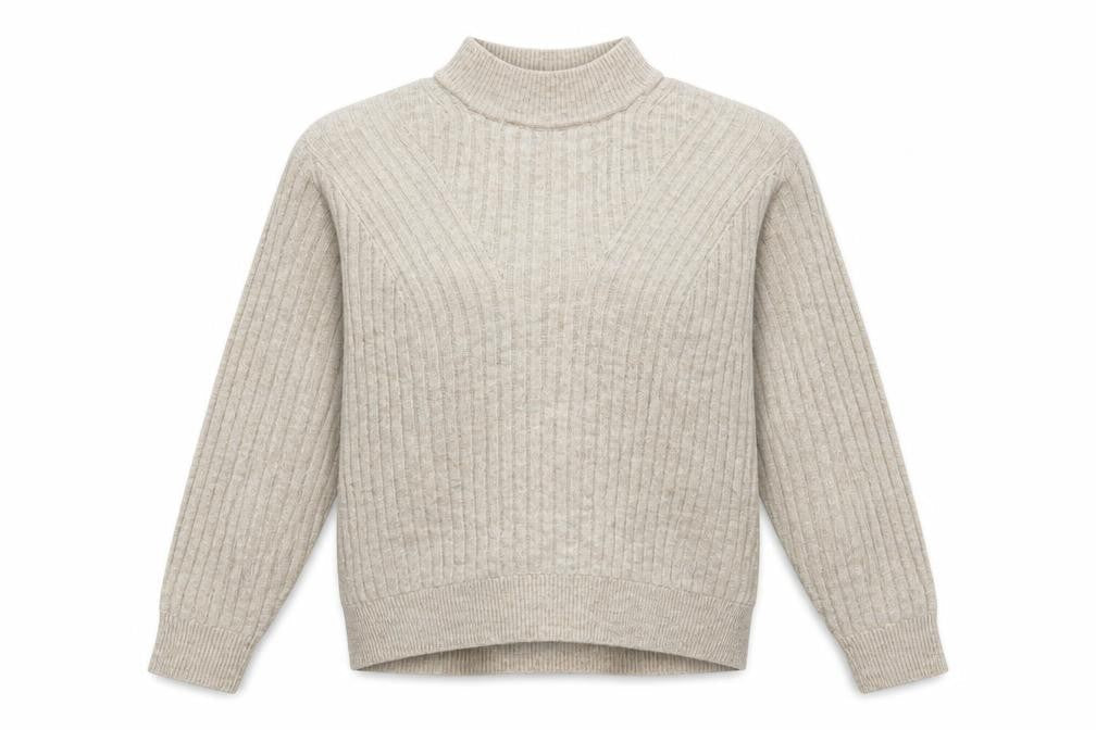 New Look Womens Beige Mock Neck Acrylic Pullover Jumper Size S