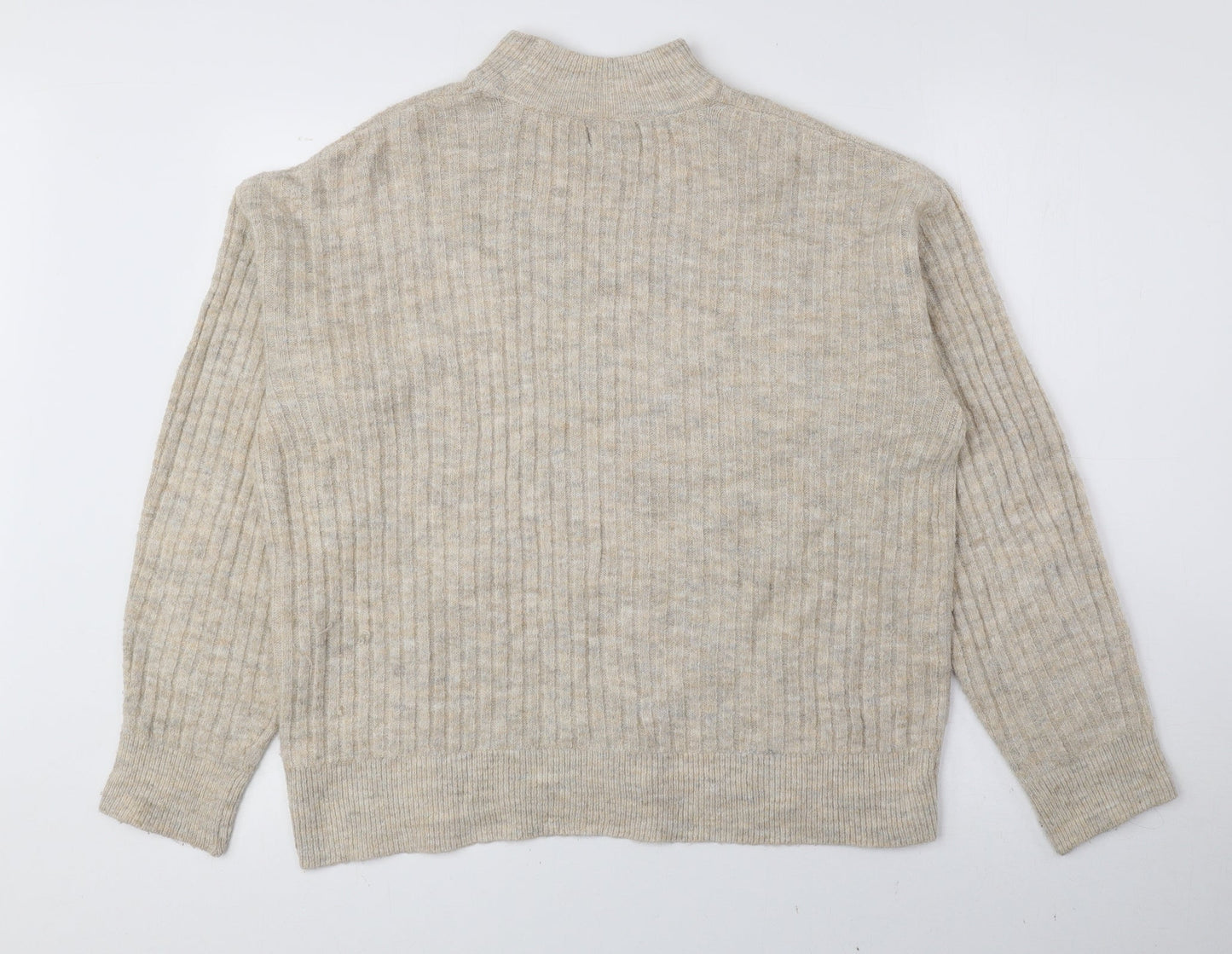 New Look Womens Beige Mock Neck Acrylic Pullover Jumper Size S