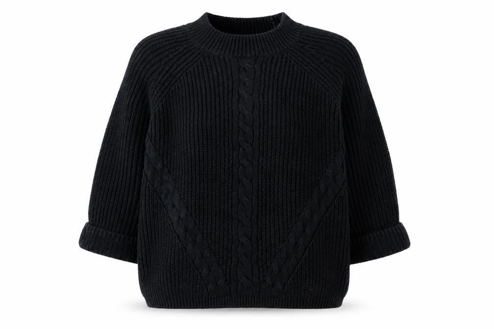 George Womens Black Mock Neck Cotton Pullover Jumper Size 12