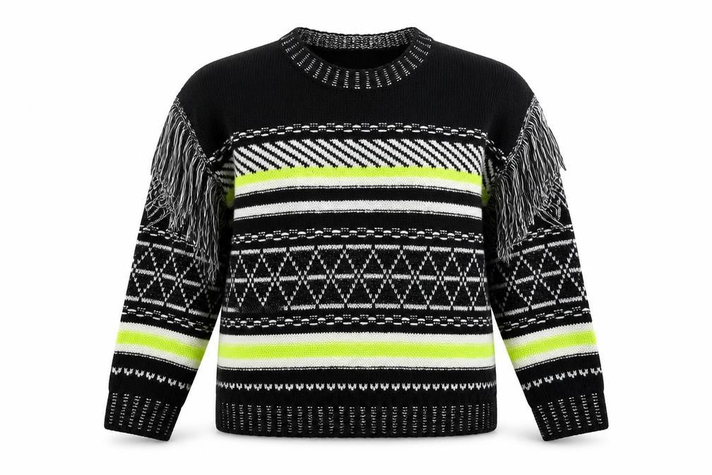 Full Circle Womens Multicoloured Crew Neck Geometric Acrylic Pullover Jumper Size L