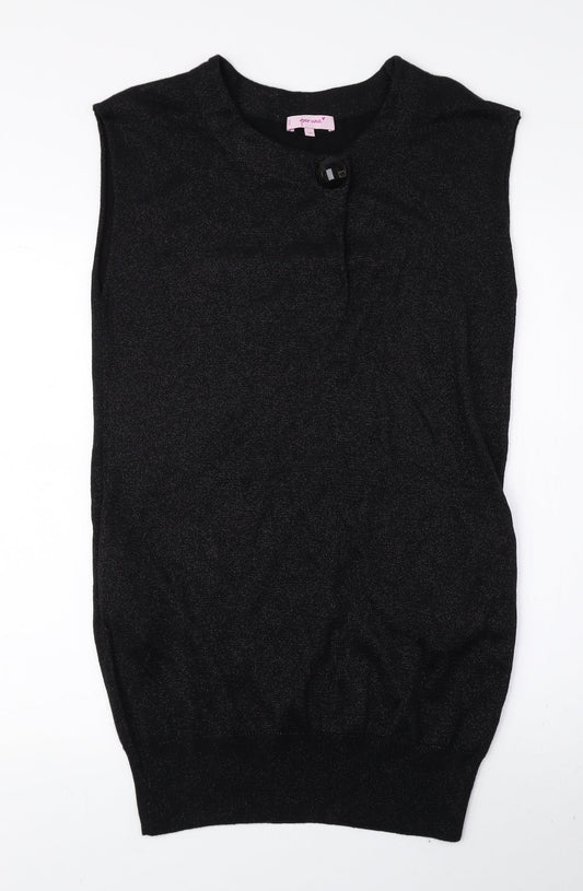 Per Una Womens Black Viscose Jumper Dress Size 10 Crew Neck Pullover