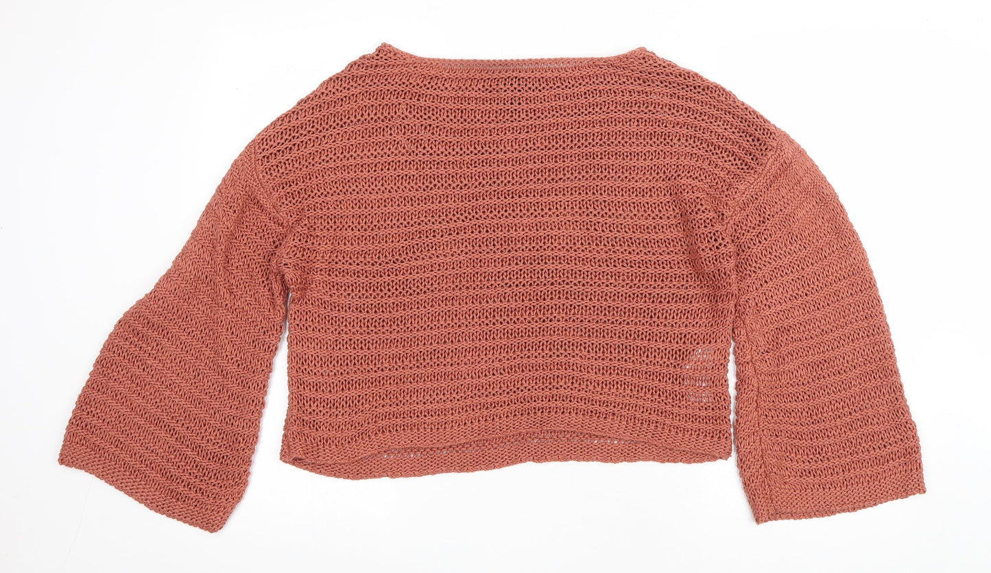 New Look Womens Pink Boat Neck Acrylic Pullover Jumper Size L