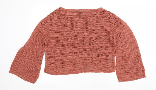 New Look Womens Pink Boat Neck Acrylic Pullover Jumper Size L