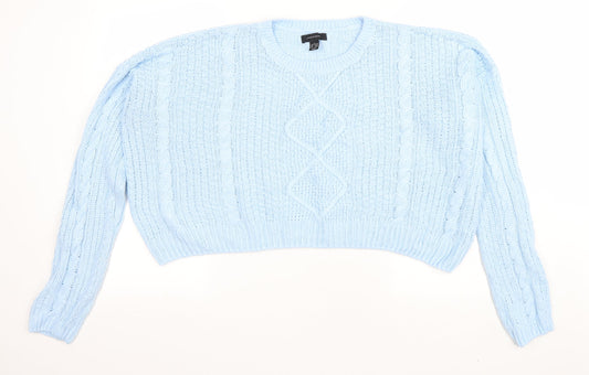 Preloved Atmoshphere Womens Blue Round Neck Acrylic Pullover Jumper Size L - Cropped - Front