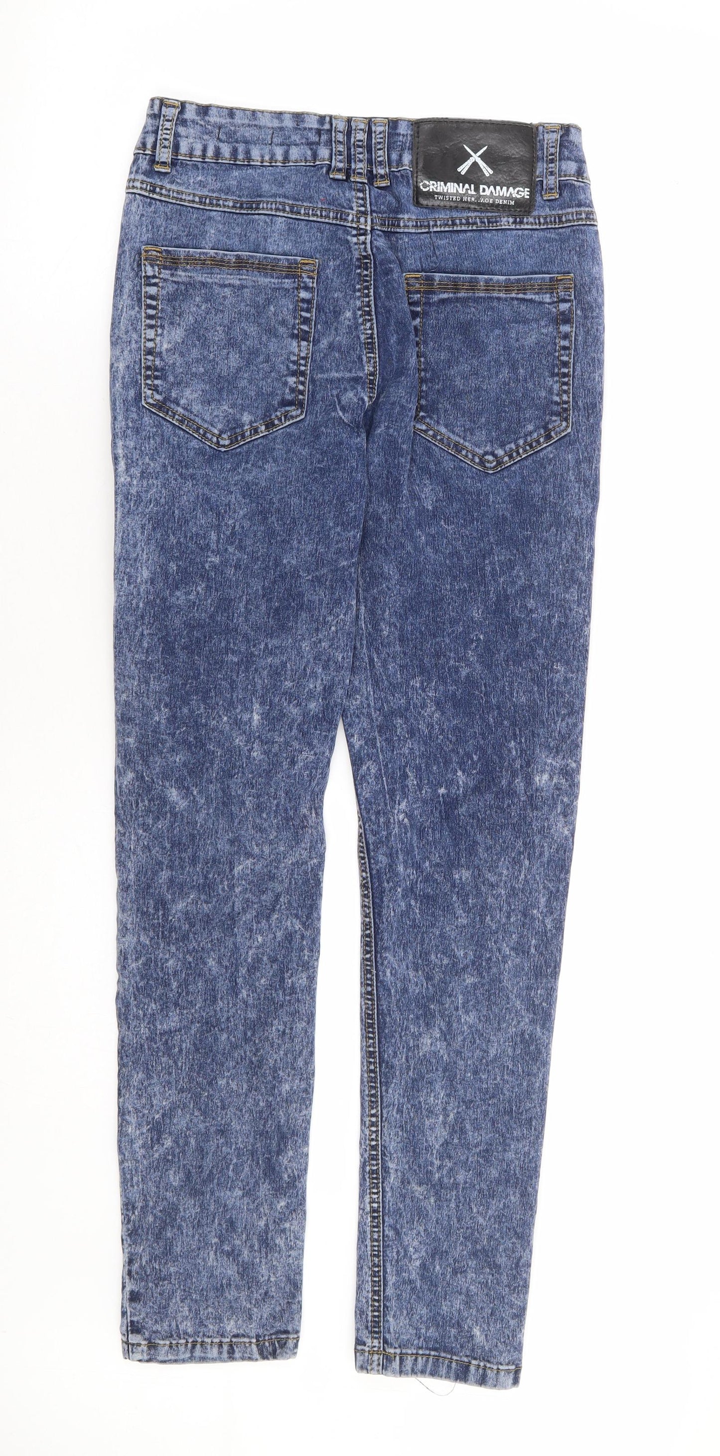 Criminal Damage Mens Blue Cotton Straight Jeans Size 30 in L30 in Regular Zip - Short Length