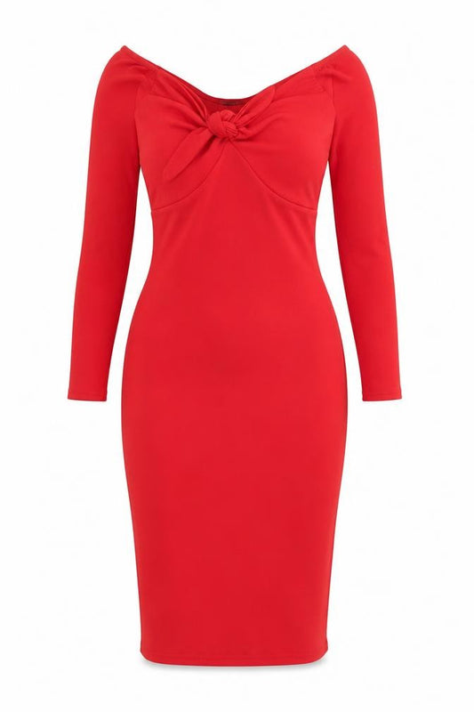 PRETTYLITTLETHING Womens Red Polyester Bodycon Size 6 Off the Shoulder Pullover