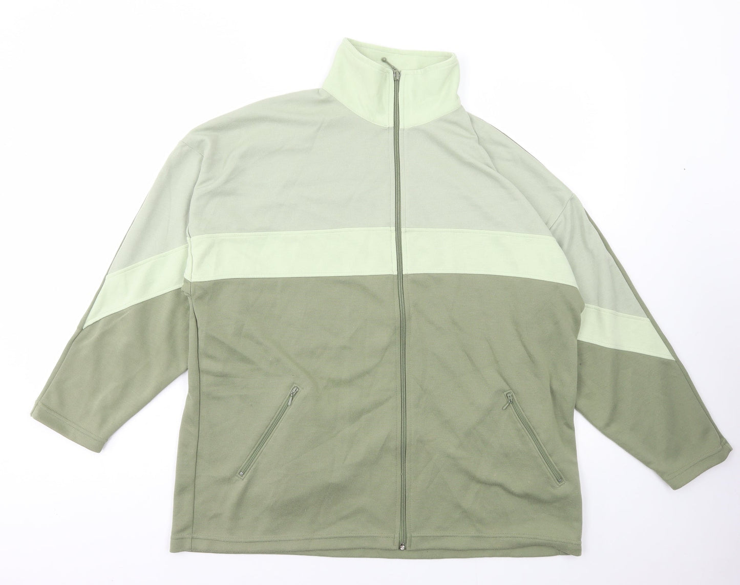 Fabrizo Mens Green Polyester Full Zip Sweatshirt Size S