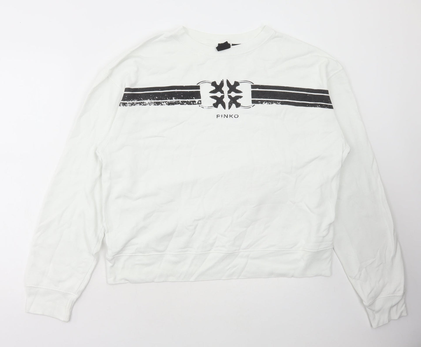 PINKO Mens White Cotton Pullover Sweatshirt Size L