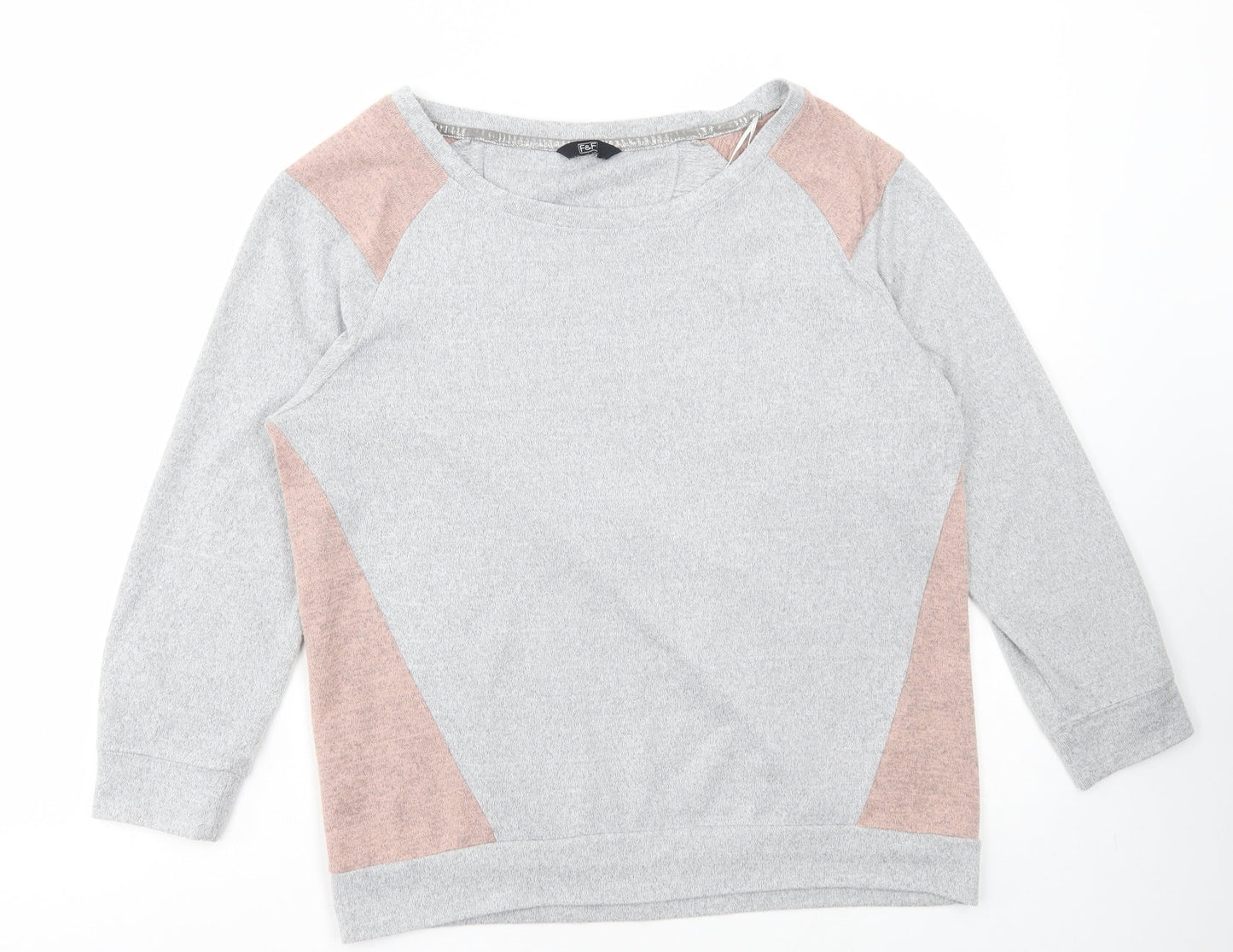 F&F Womens Grey Colourblock Polyester Pullover Sweatshirt Size 14 Pullover